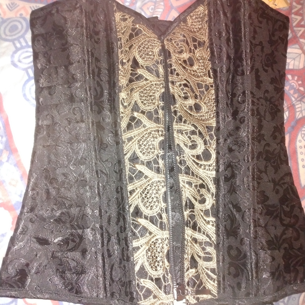 Black and gold bustier